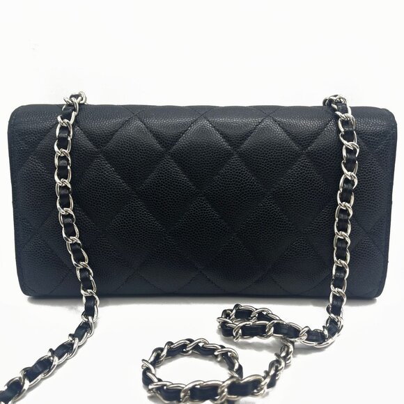 Authentic CHANEL CC Classic Caviar Flap Wallet Chain Shoulder Crossbody Black - Picture 4 of 16